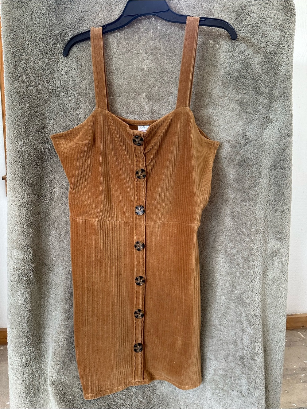 No Boundaries Corduroy Mini Dress in Caramel Brown